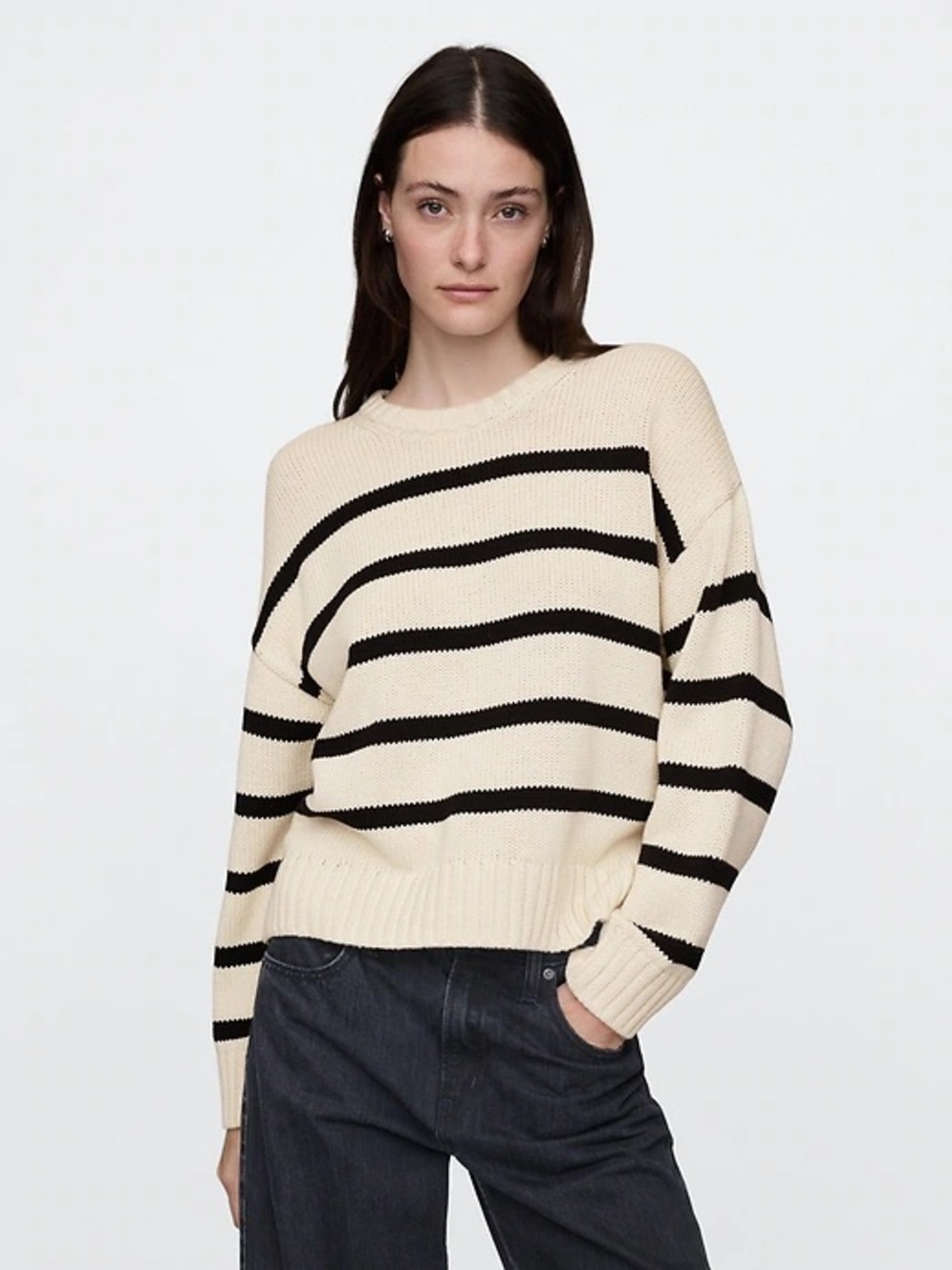 Gap black and cream striped sweater